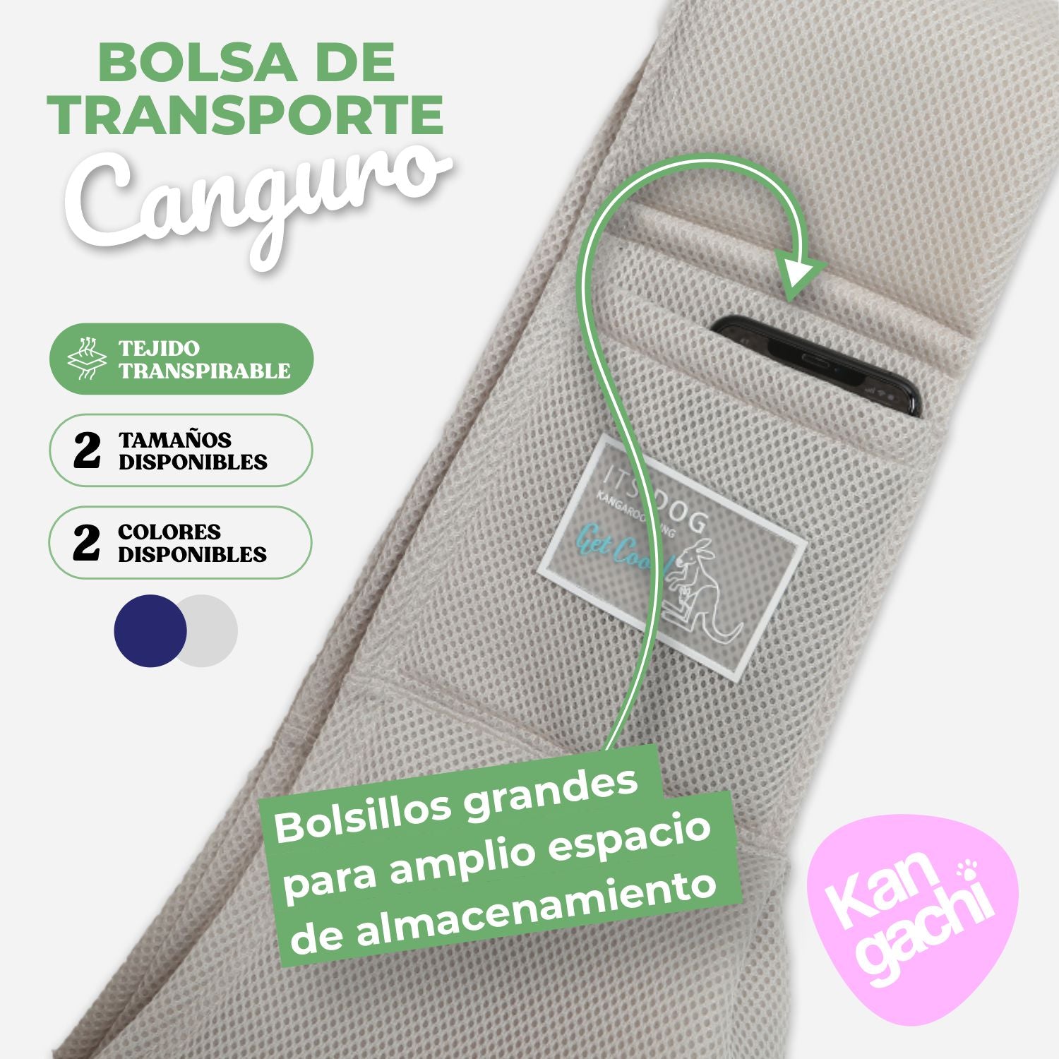 Bolsa Canguro de Malla Transpirable para Perro