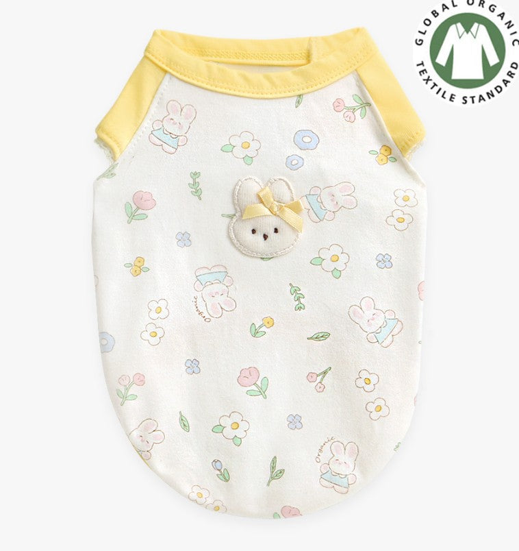 Camiseta Orgánica sin Mangas Jardín de Conejitos para Perro