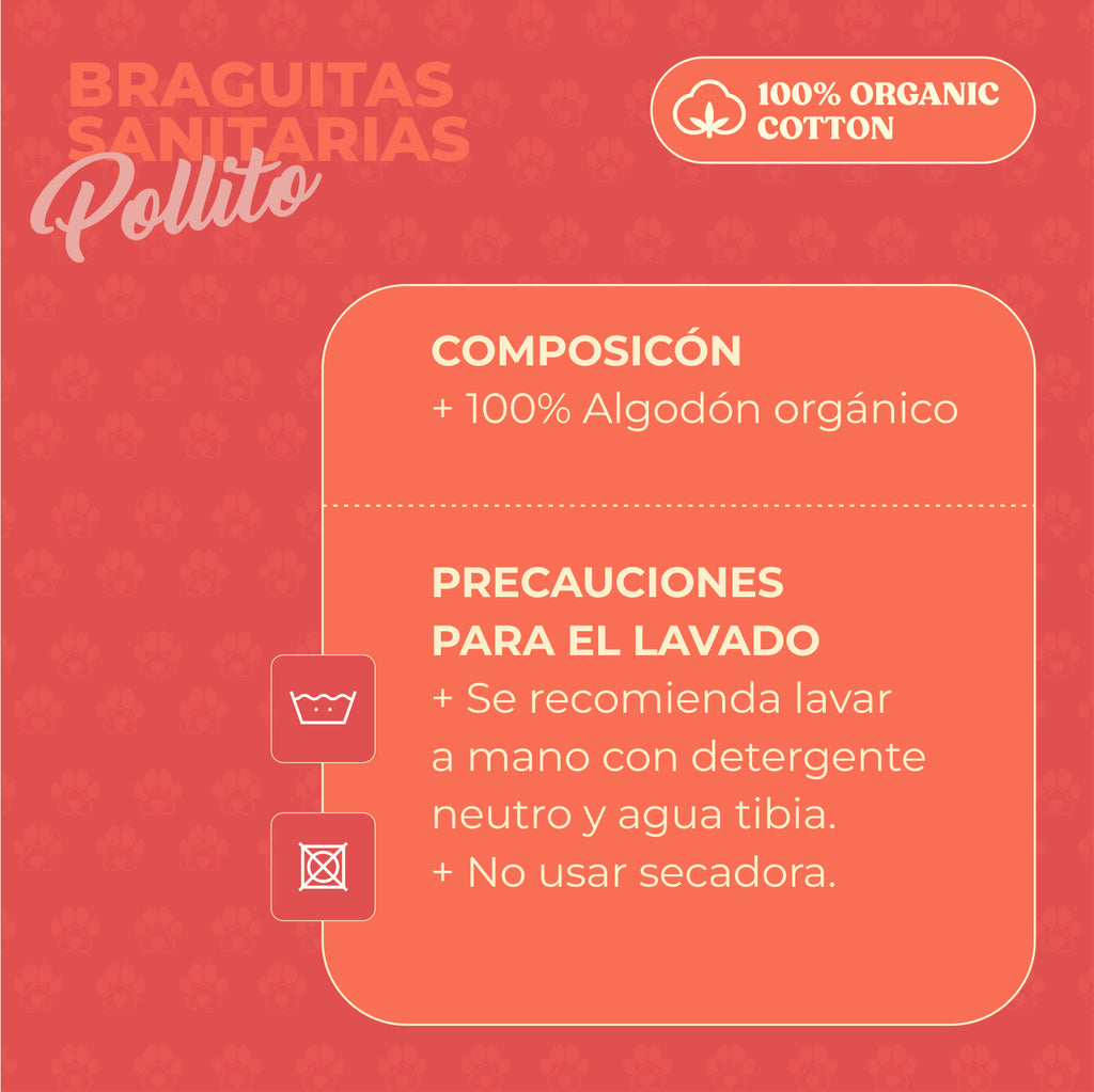Pañal Braguita Orgánico Reutilizable para Perra
