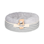 Cama Redonda de Algodón con oso y cojin reversible