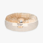Cama Redonda de Algodón con oso y cojin reversible