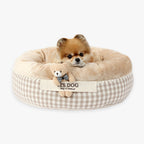 Cama Redonda de Algodón con oso y cojin reversible