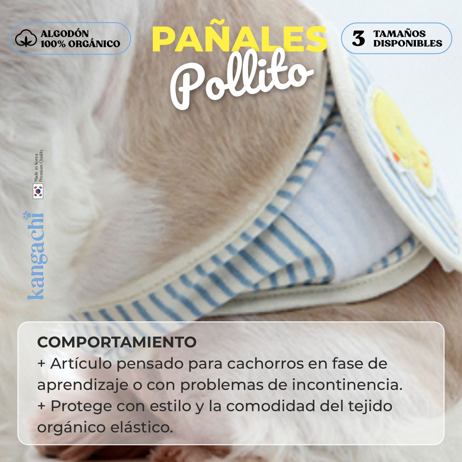 Pañal Orgánico Reutilizable para Perro Macho