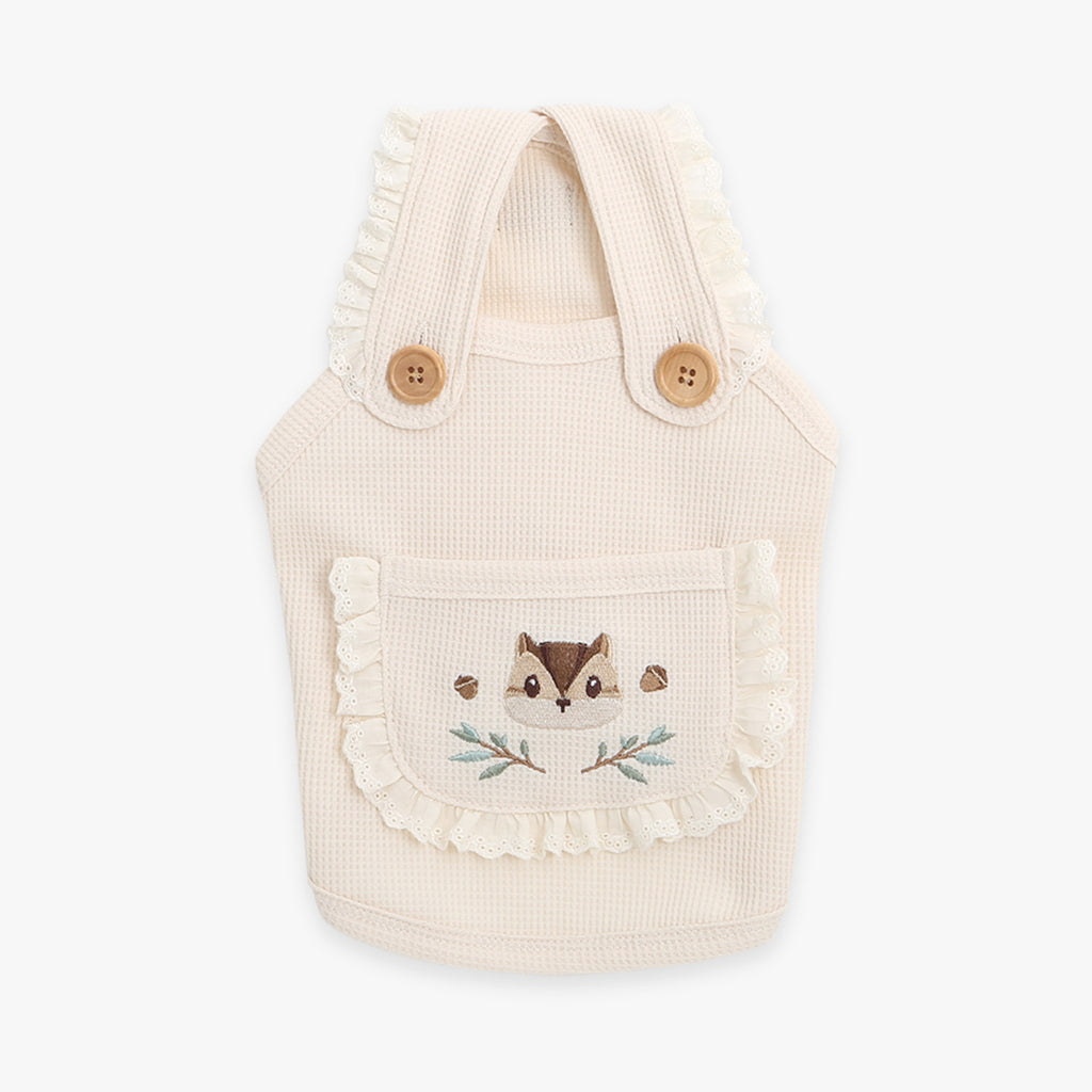 Peto Beige de Punto para Perros con Bolsillo y Ardilla Bordada – Cálido, Suave