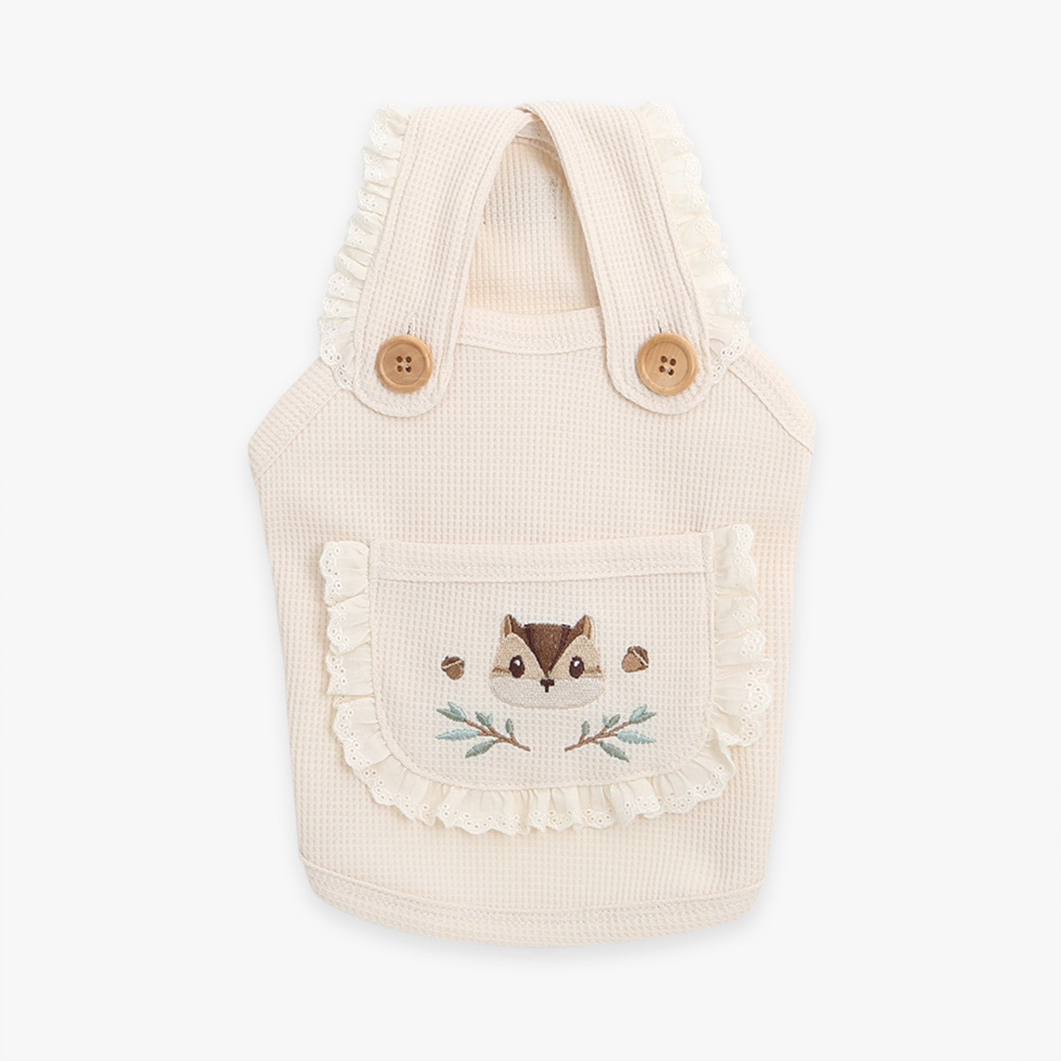 Peto Beige de Punto para Perros con Bolsillo y Ardilla Bordada – Cálido, Suave