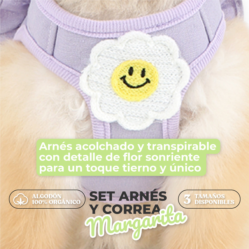Arnés Margarita con volantes de algodón para perro pequeño