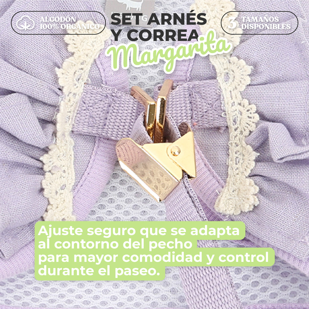 Arnés Margarita con volantes de algodón para perro pequeño