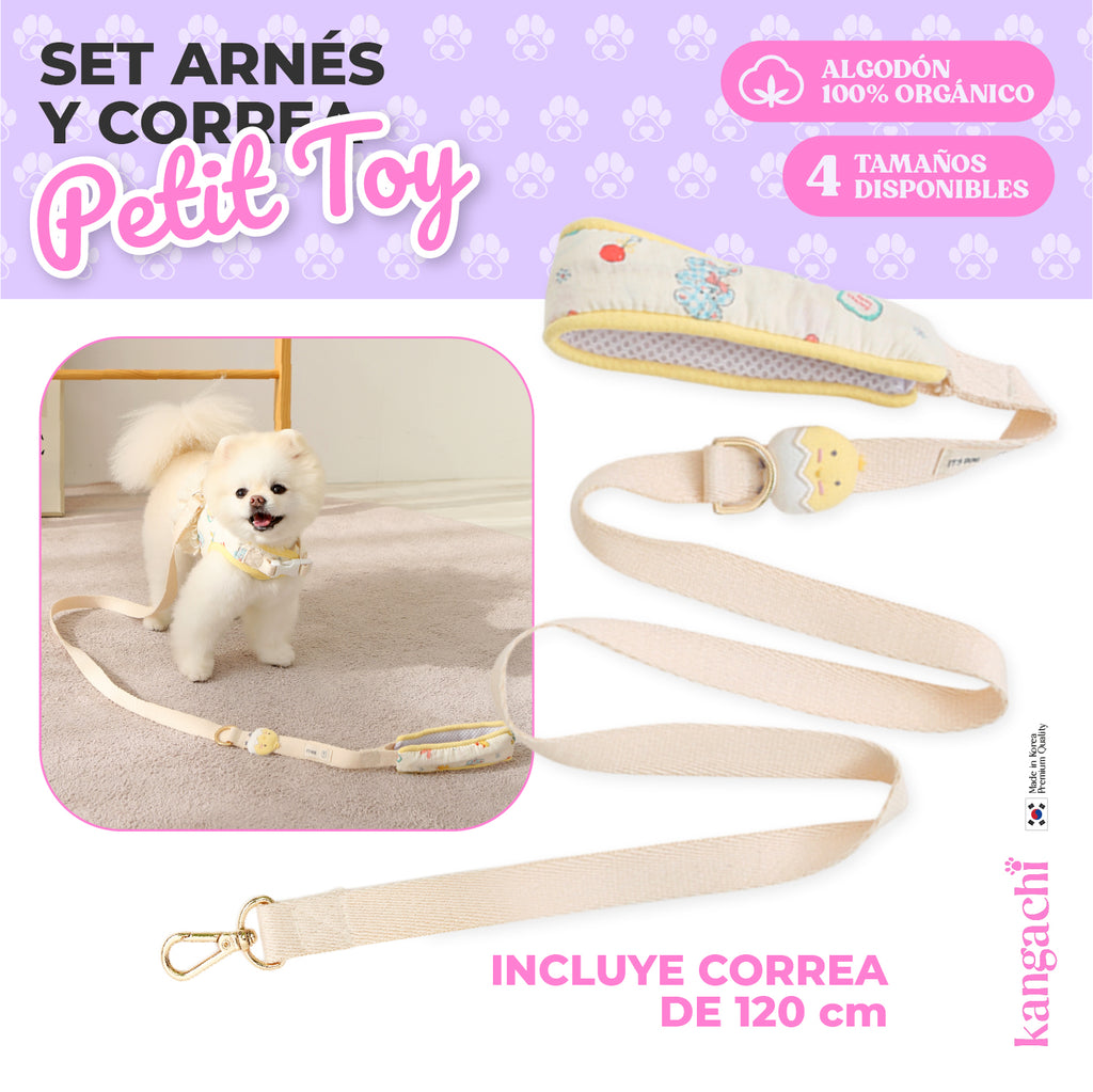 chaleco_arnes_con_pollito_y_volante_organico_perro_pequeño algodon traspirable