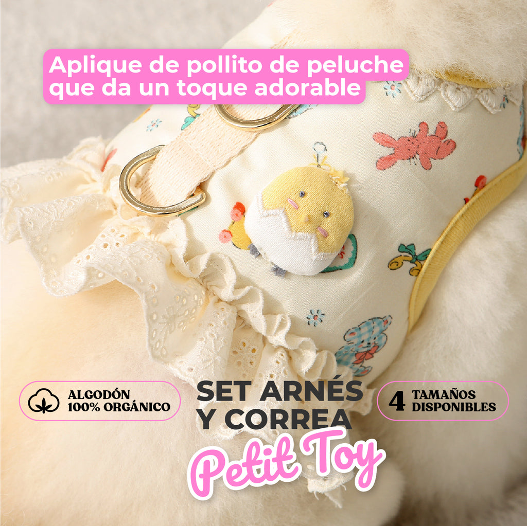 chaleco_arnes_con_pollito_y_volante_organico_perrito algodon y transpirable
