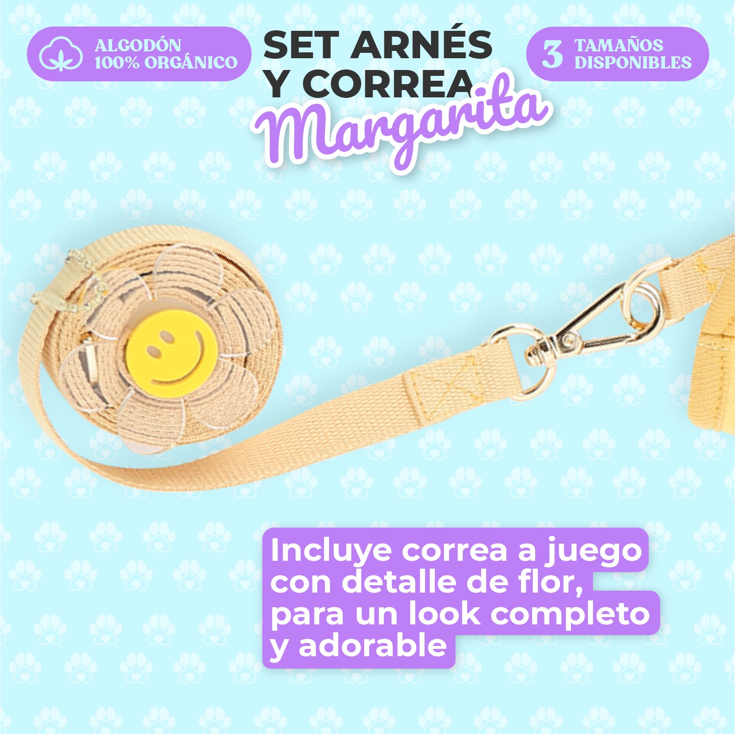 Arnés Margarita con volantes de algodón para perro pequeño