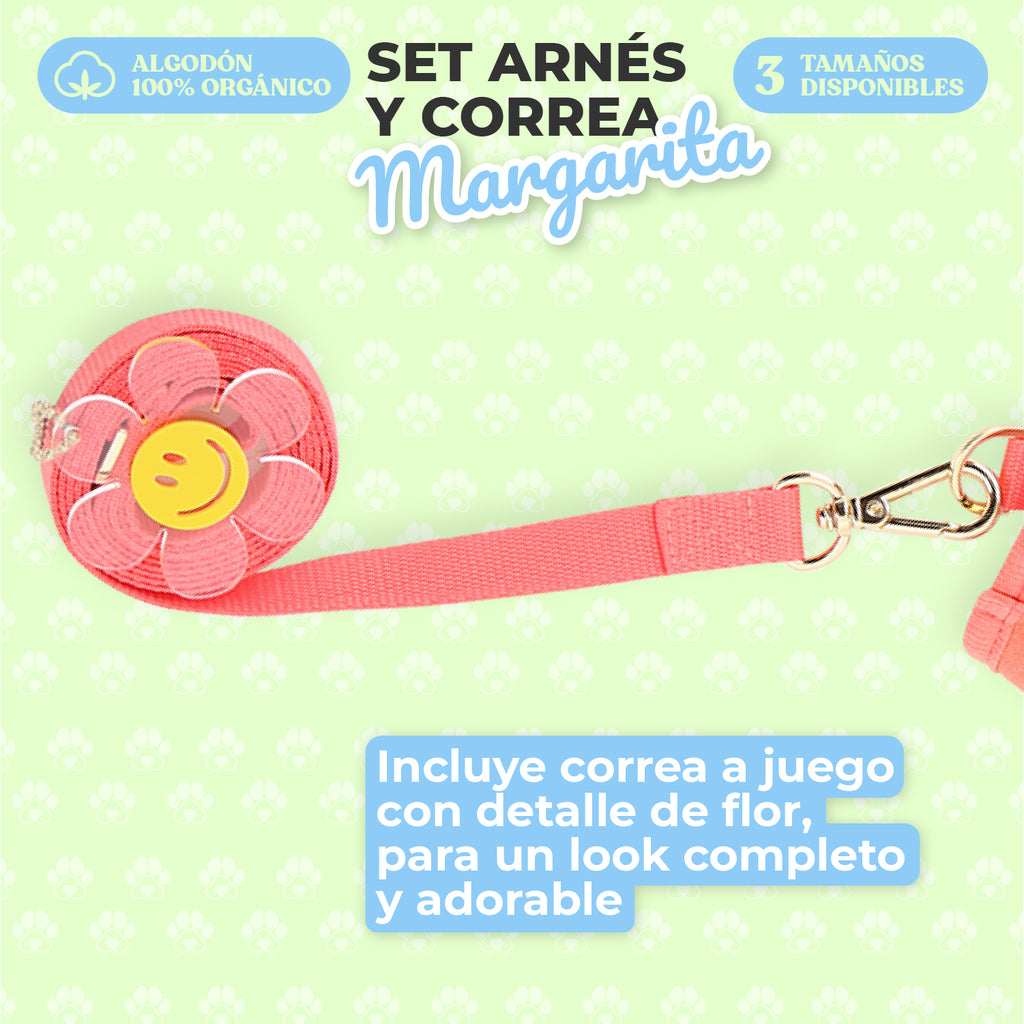 Arnés Margarita con volantes de algodón para perro pequeño