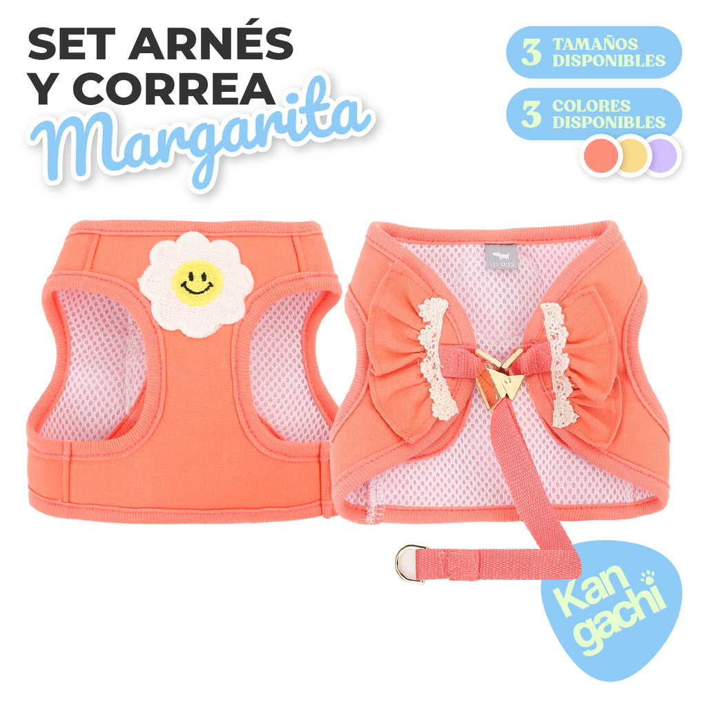 Arnés Margarita con volantes de algodón para perro pequeño