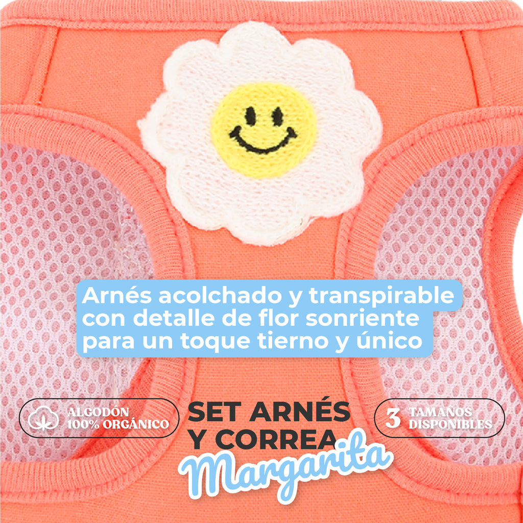 Arnés Margarita con volantes de algodón para perro pequeño