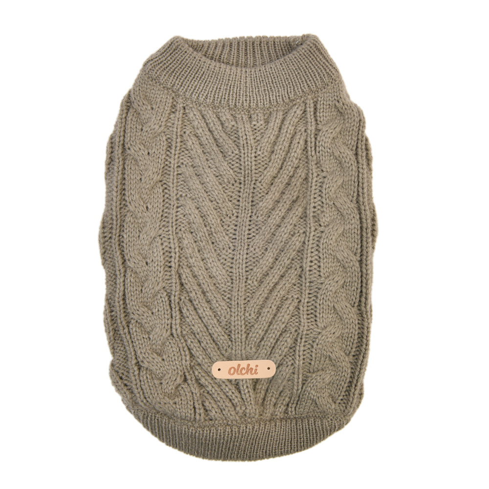 Sueter punto diseño trenzado color gris elegante y caliente 