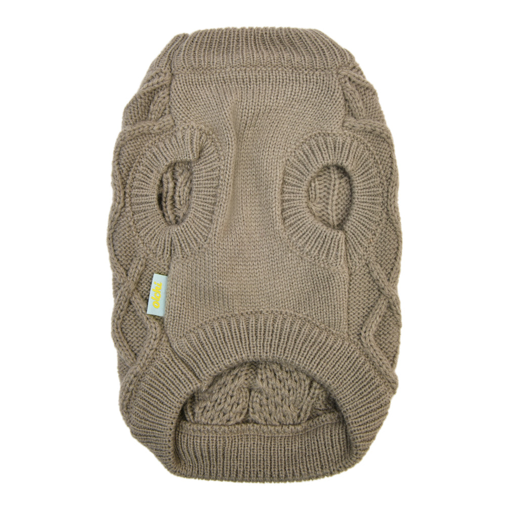 Sueter punto con diseño trenzado en color gris para perros pequeños