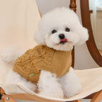 Sueter de punto con diseño trenzado elegante y calido para perro pequeño