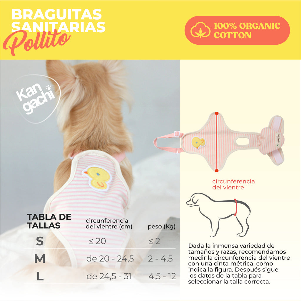 Pañal Braguita Orgánico Reutilizable para Perra
