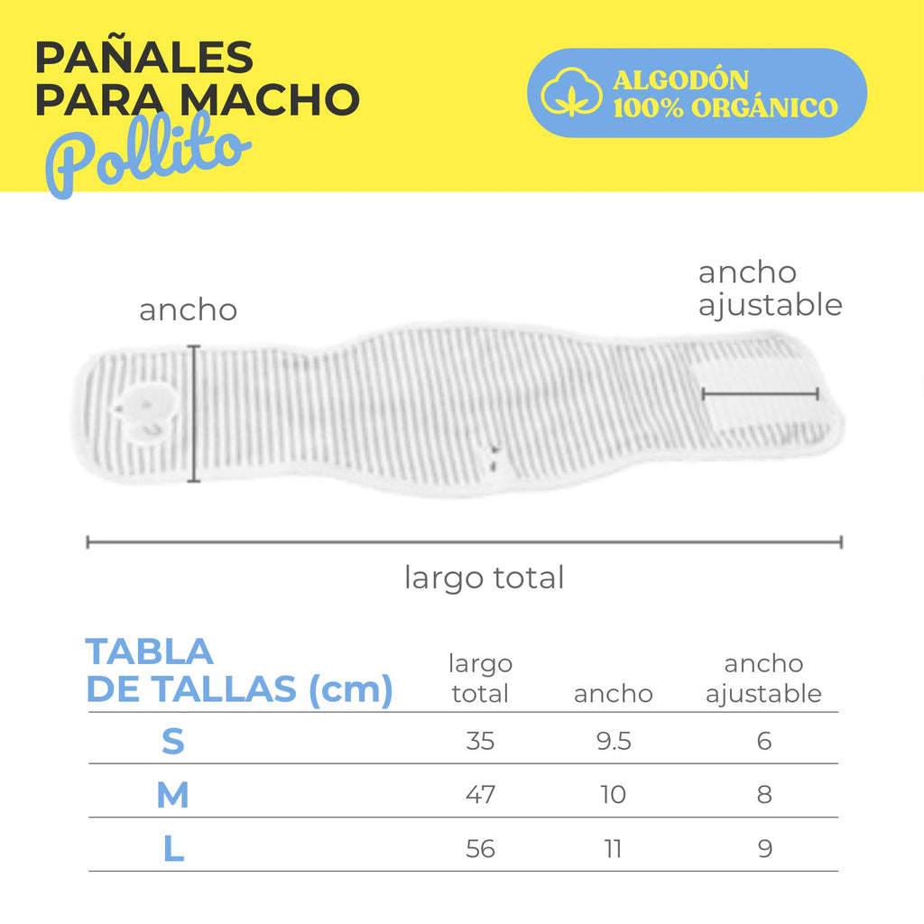 Pañal Orgánico Reutilizable para Perro Macho