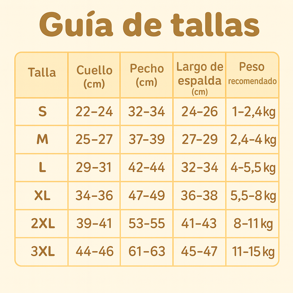 tabla de tallas camiseta con volantes algodon organico perro pequeño
