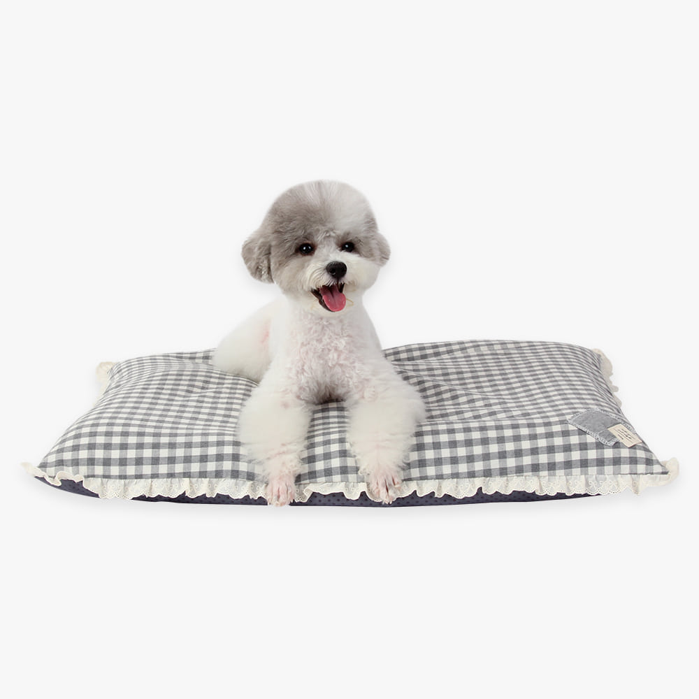 Cama Rectangular Estilo Vichy con Volantes para Perro
