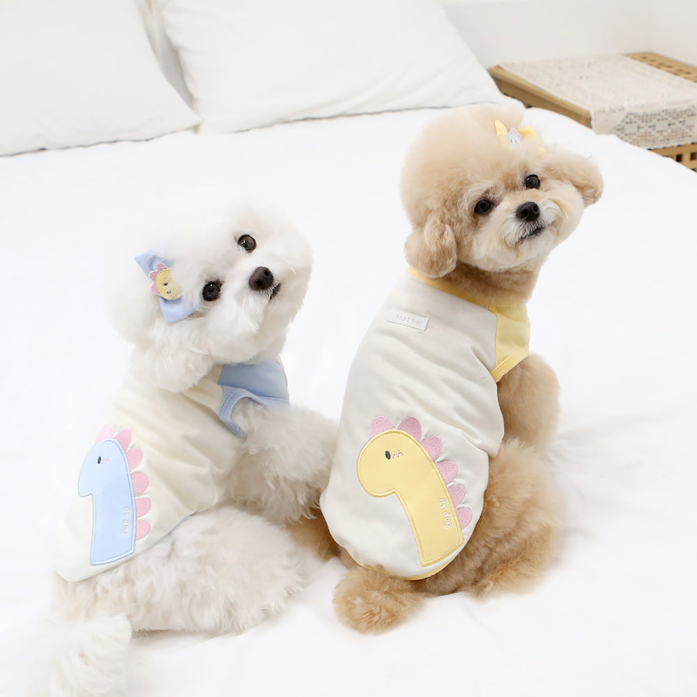 camiseta algodon organico dino dinosaurio perro pequeño