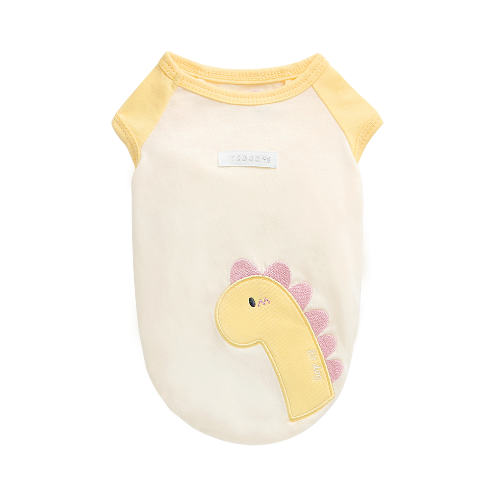 camiseta algodon organico dino dinosaurio perro pequeño