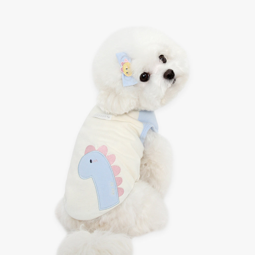 camiseta algodon organico dino dinosaurio perro pequeño