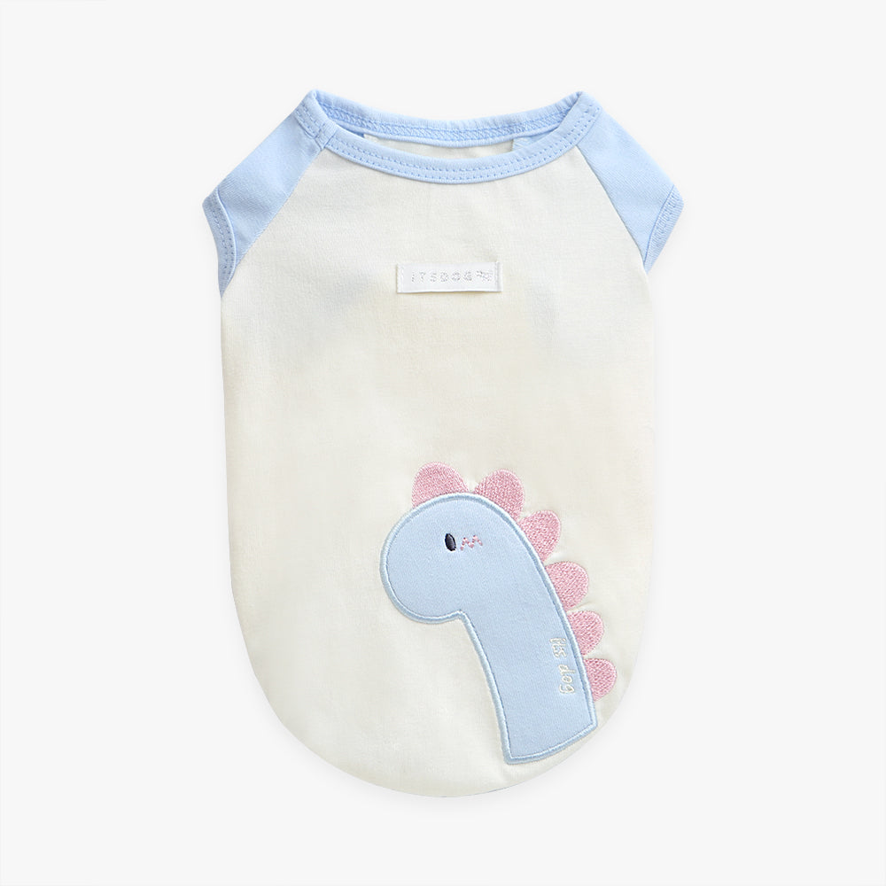 camiseta algodon organico dino dinosaurio perro pequeño