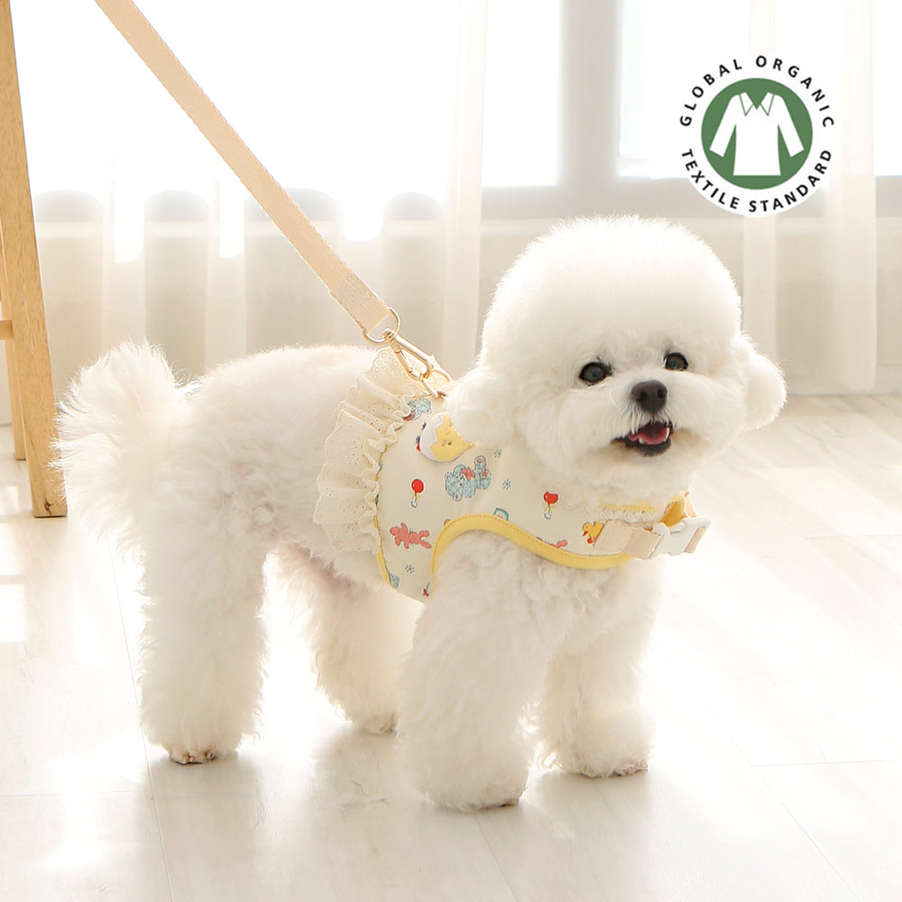 chaleco arnes con pollito y volante organico perro pequeño 