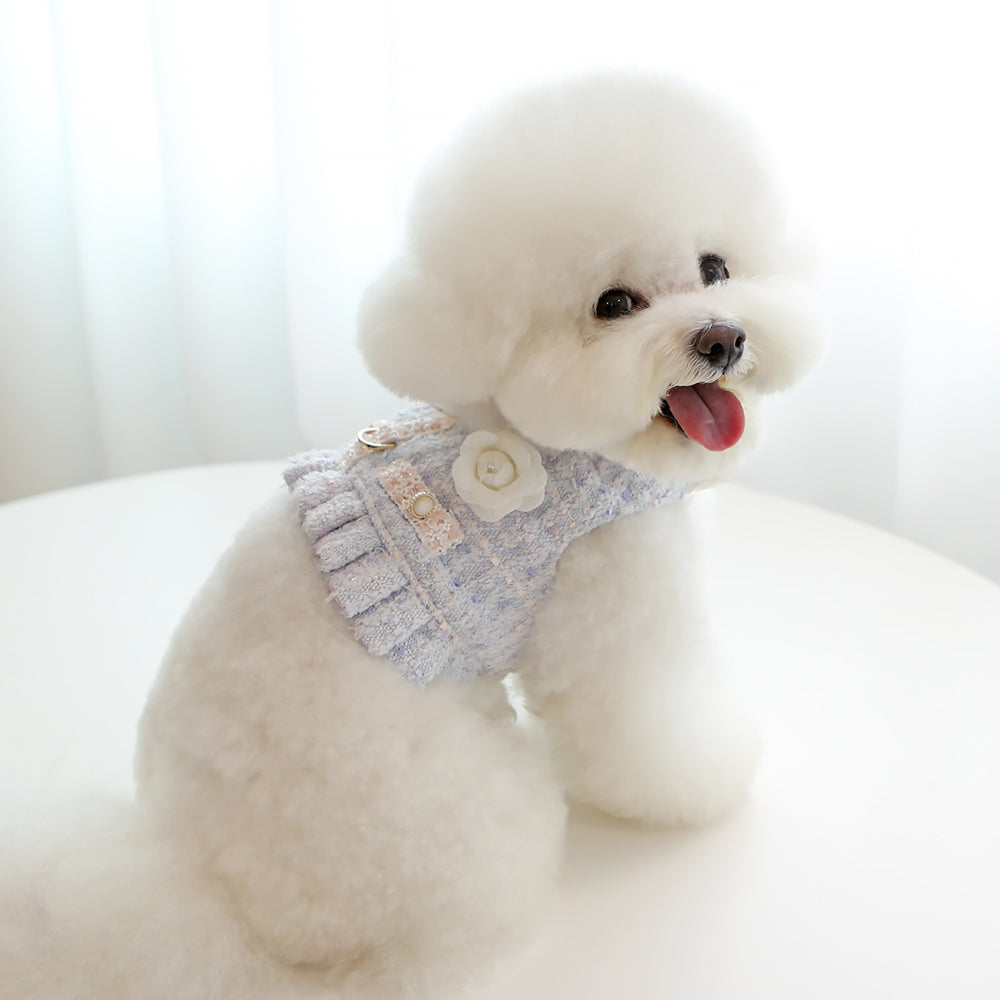 chaleco arnes elegante premium perro pequeño azul lila