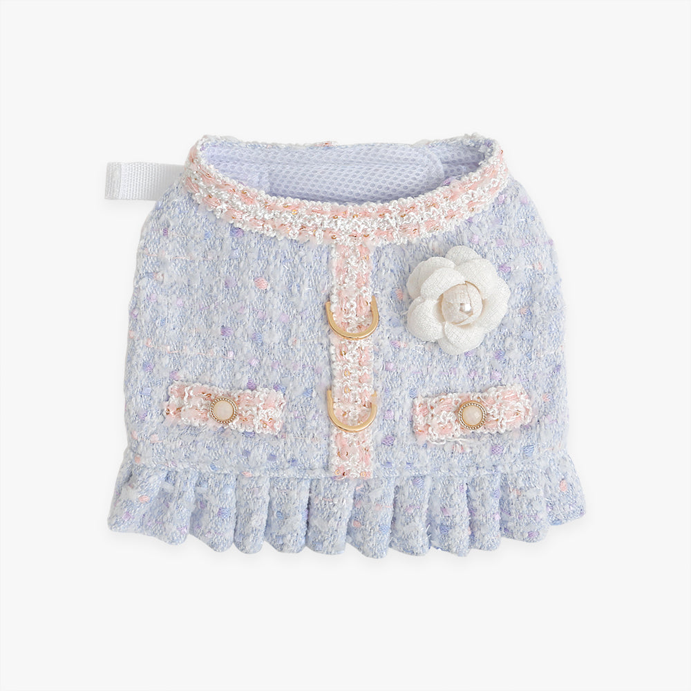 chaleco arnes elegante premium perro pequeño azul lila 