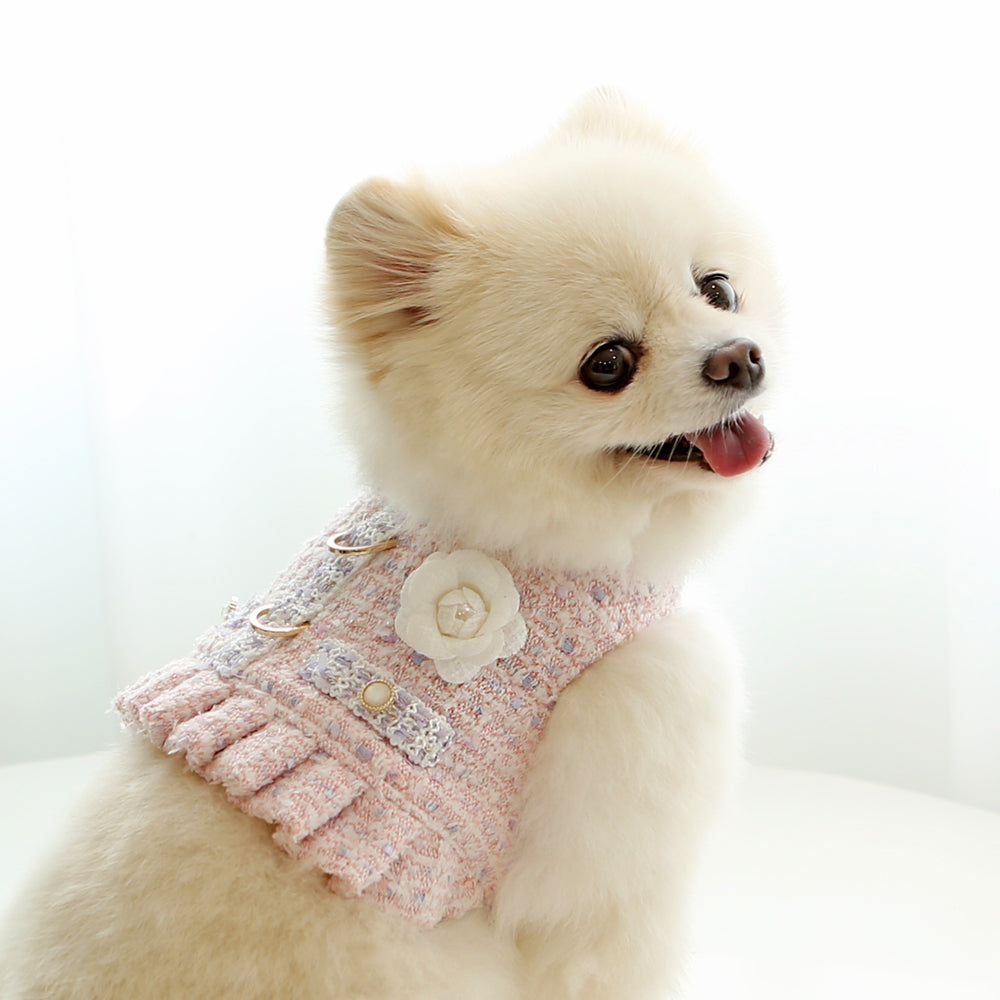 chaleco arnes elegante premium perro pequeño rosa