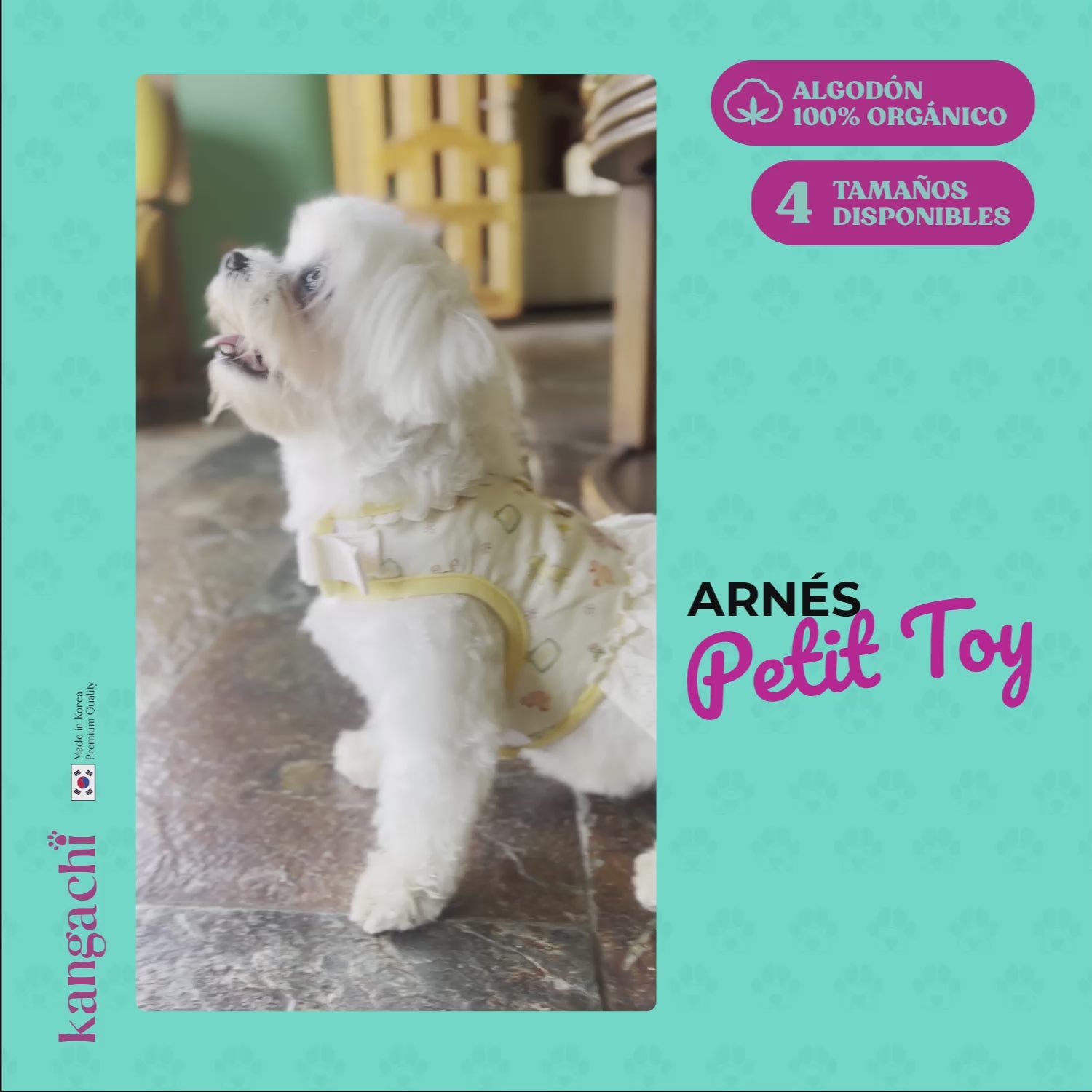 Arnés Vestido Pettytoy de Algodón Orgánico Hipoalergénico para Perro